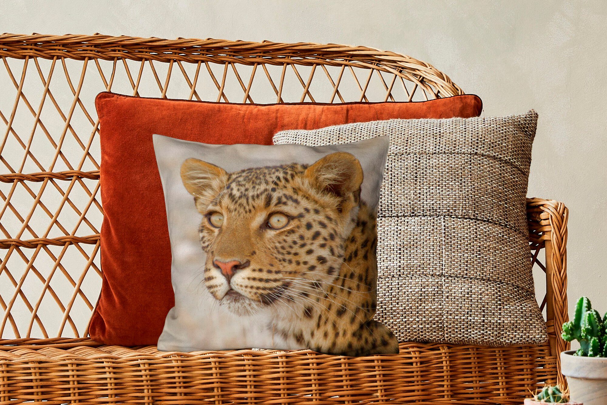 Zierkissen Schlafzimmer, Sofakissen - Wohzimmer, für Leopard Deko, Braun, mit Makro - Dekokissen Füllung MuchoWow