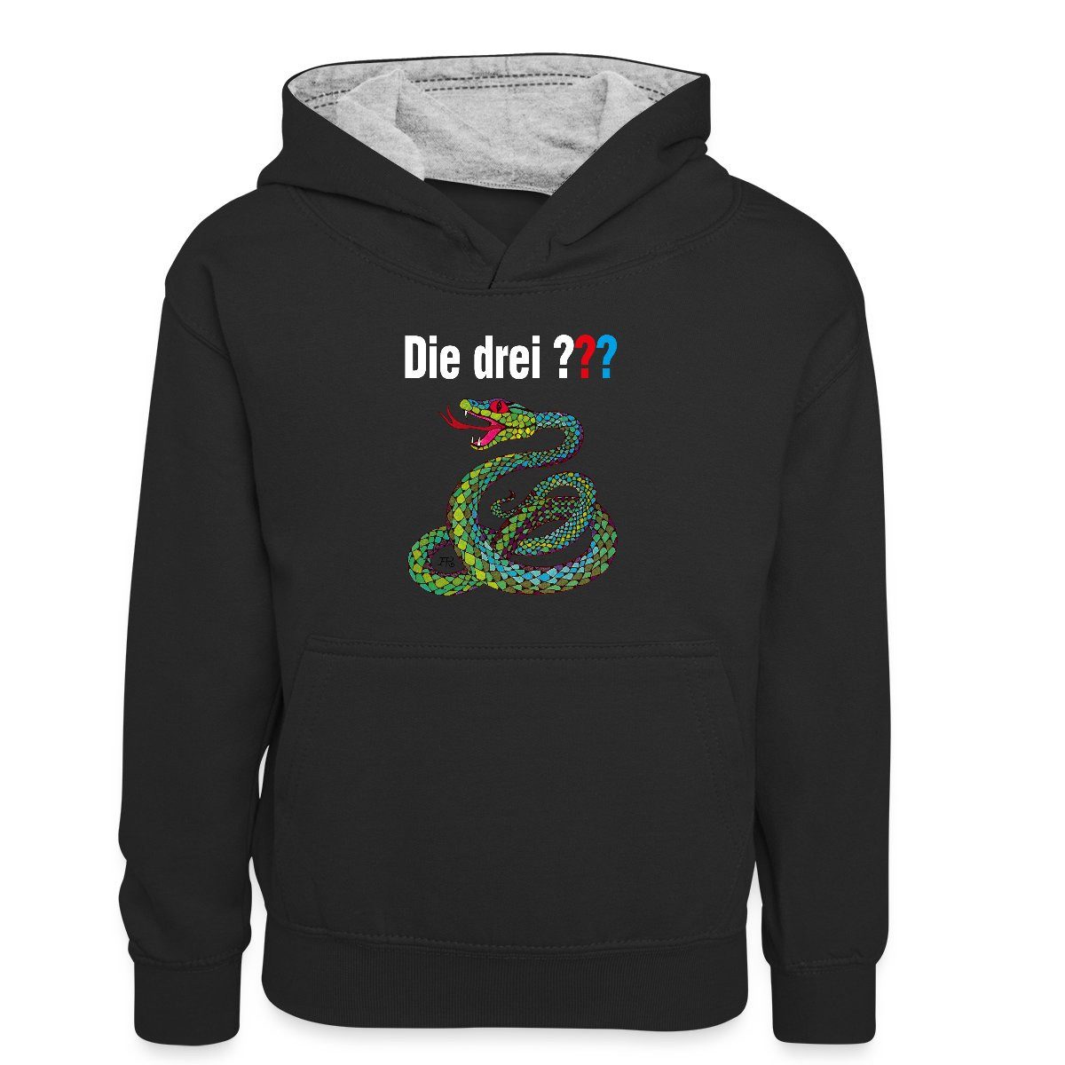 Hoodie Die Drei Fragezeichen und die singende Schlange Kinder Kontrast-Hoodie