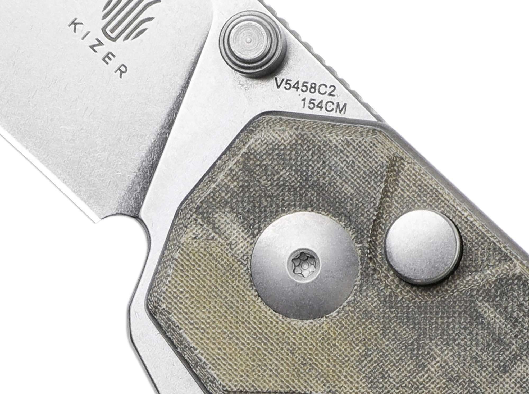 Green Clip Lock Micarta Taschenmesser Begleiter Kizer XL Button