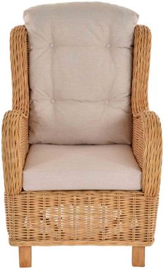 Krines Home Loungesessel Set/2 Lesesessel Birmingham Rattansessel Rattanmöbel Set Sessel Rattan
