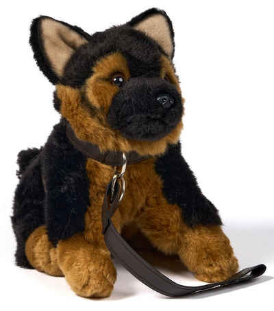 Uni-Toys Kuscheltier Hund m.Leine + Stimme, 18/19 cm - versch. Modelle - Plüsch, Plüschtier, zu 100 % recyceltes Füllmaterial