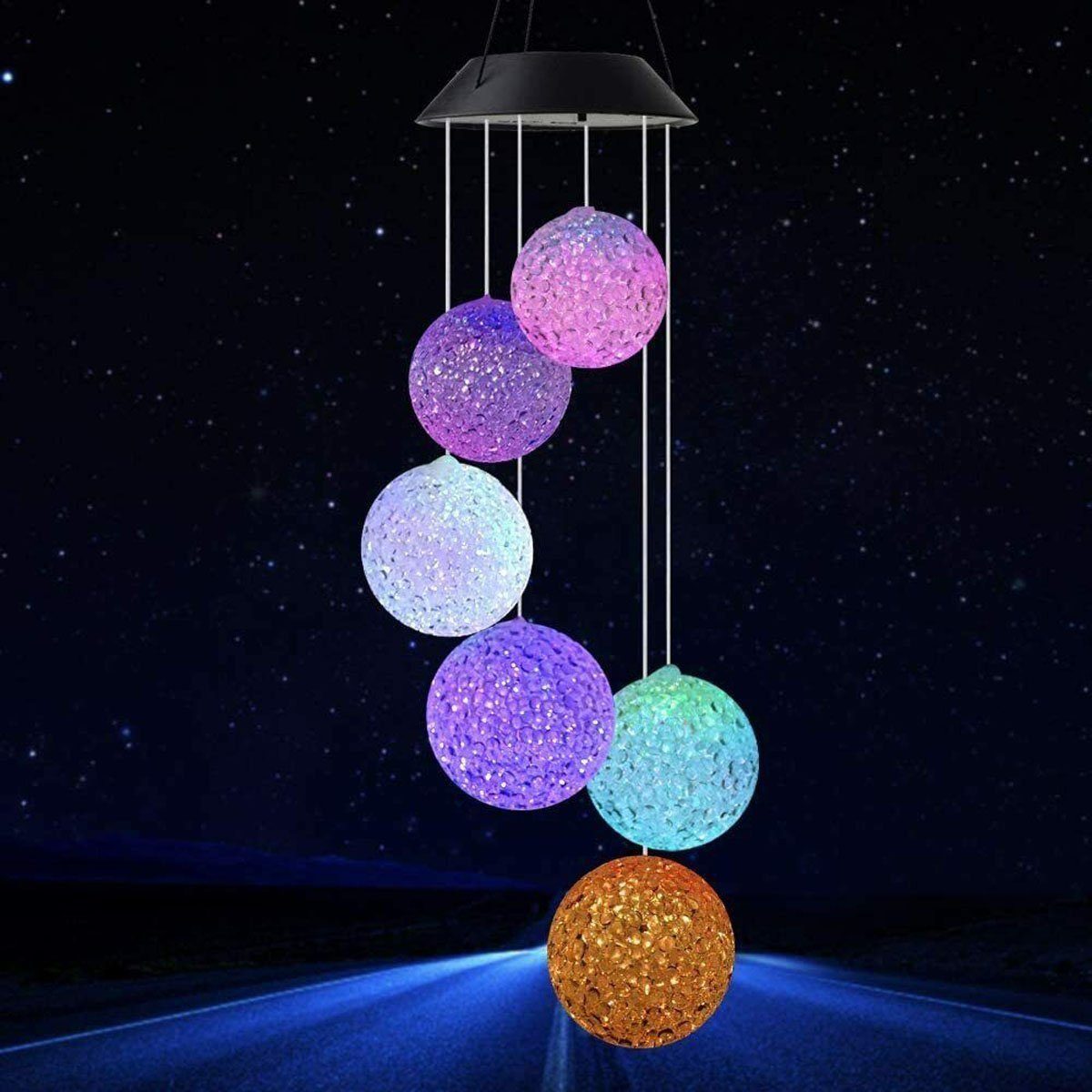 LETGOSPT LED Solarleuchte Solar Windspiel Glockenspiele Muttertagsgeschenk Außen Dekor Lampe, LED fest integriert, LED Solar Wind Chime Light Spiral Spinner, Solarleuchten Gartenbeleuchtung für Terrasse Balkon Garten