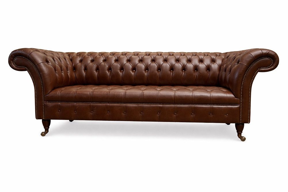 JVmoebel Chesterfield-Sofa Klassisches Leder-Sofa in Braun mit stilvollem Design, 1 Teile, Made in Europa
