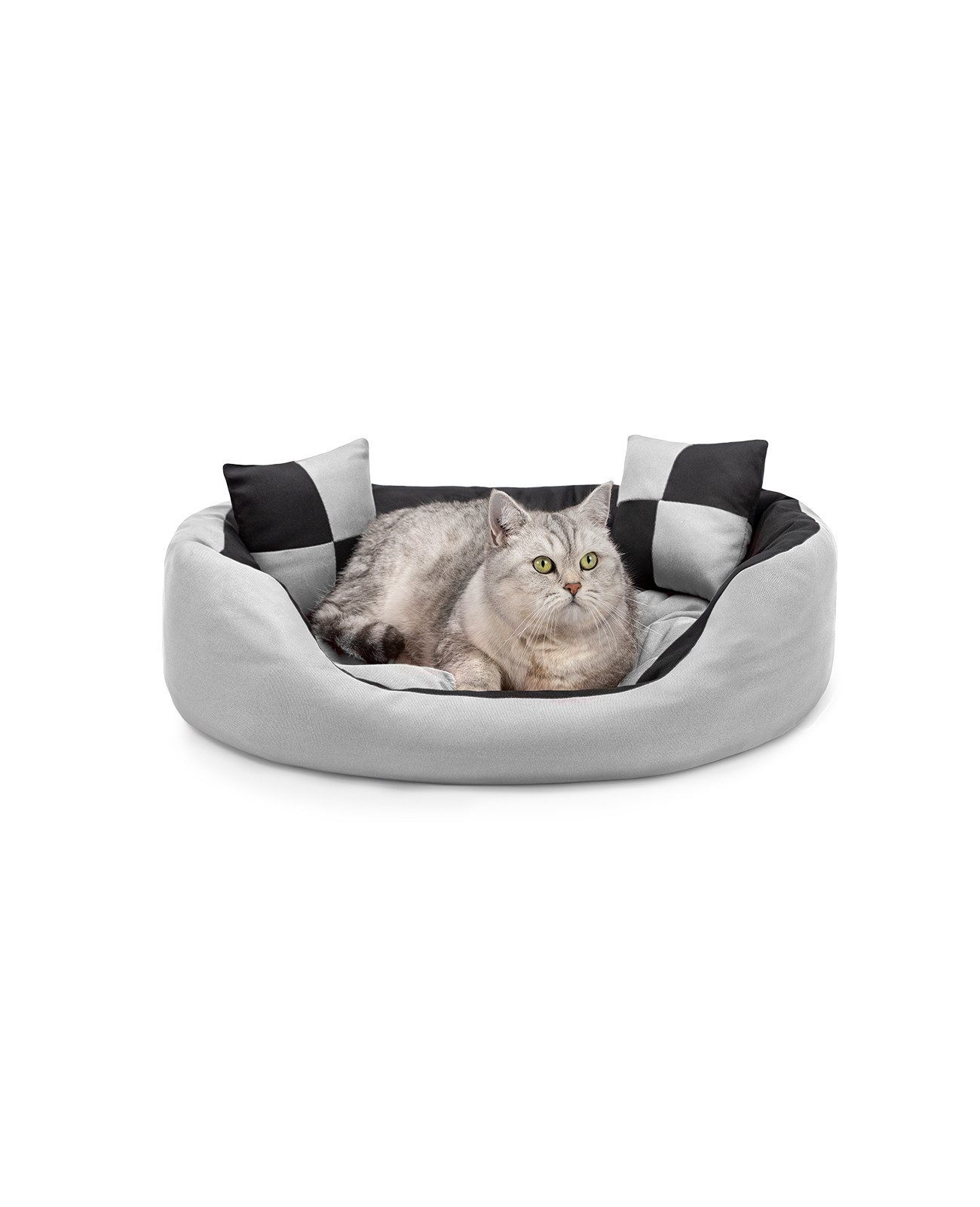 lionto Tierbett für Katzen, 4-in-1 Katzenbettchen wendbar, wasserabweisendes Textil, modern, wendbar, kratzfest & pflegeleicht