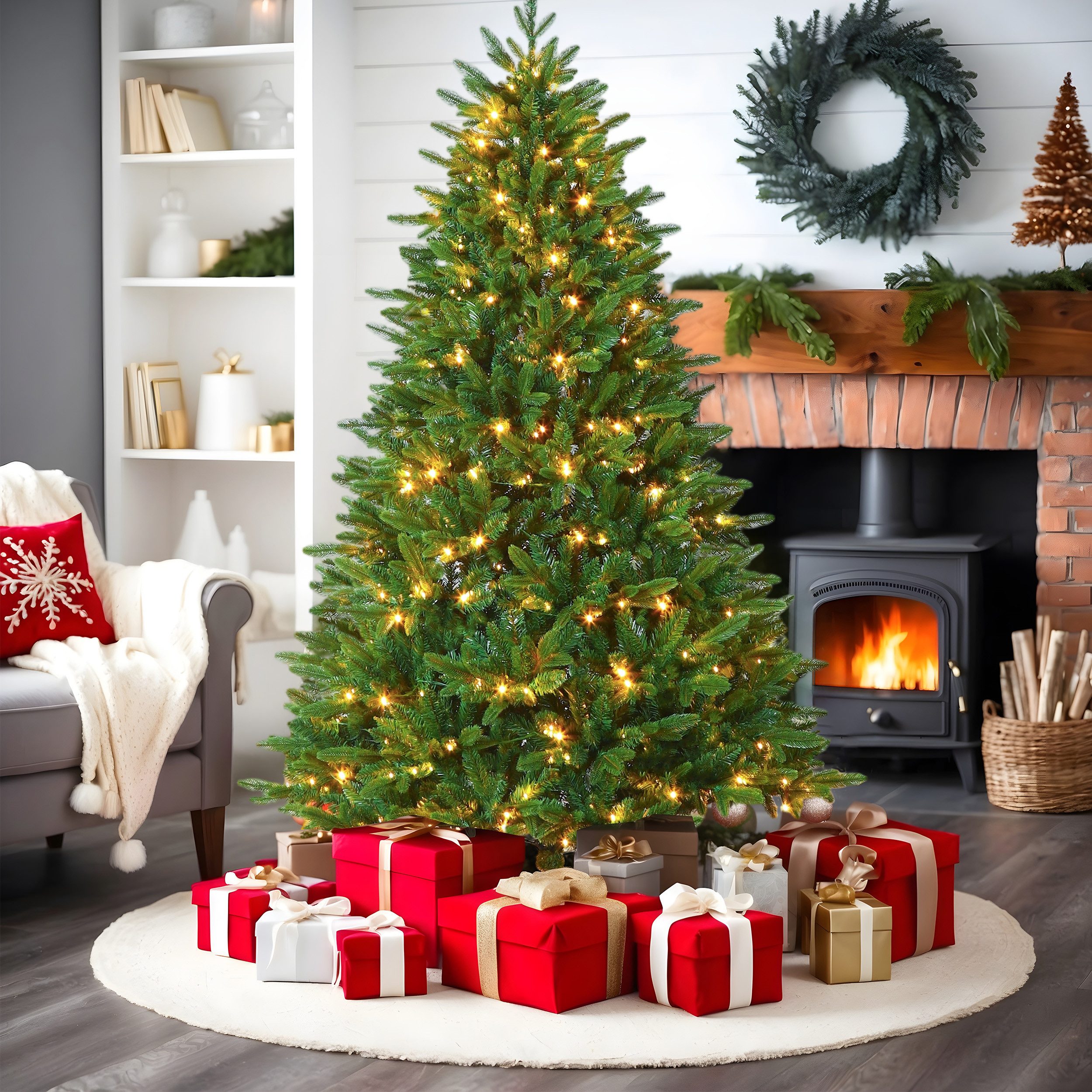 Sinaopus Künstlicher Weihnachtsbaum mit LED Beleuchtung, Weihnachtsbaum aus günstig online kaufen