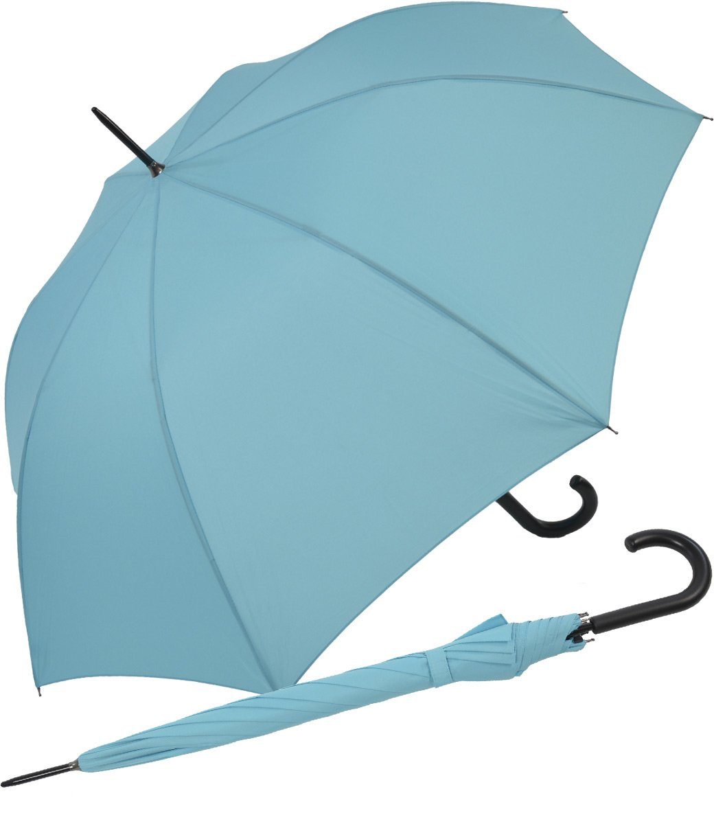 RS-Versand Langregenschirm großer stabiler Regenschirm mit Auf-Automatik, für Damen und Herren in vielen modischen Farben hellblau
