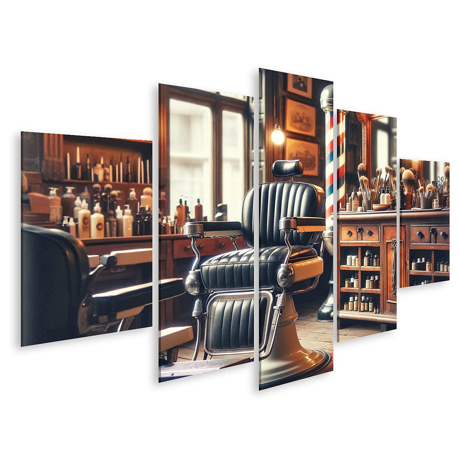 Leinwandbild Vintage-Barbershop antiker Friseur Stuhl Ver2