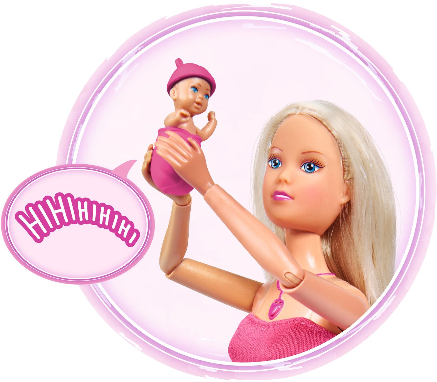 SIMBA Anziehpuppe Steffi Love, Babyglück, mit Soundeffekt und Babyzubehör