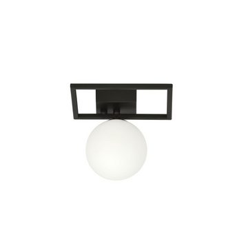 Licht-Erlebnisse Deckenleuchte EINAR, ohne Leuchtmittel, Glas Metall Schwarz Weiß E14 Kugel Schirm Modern