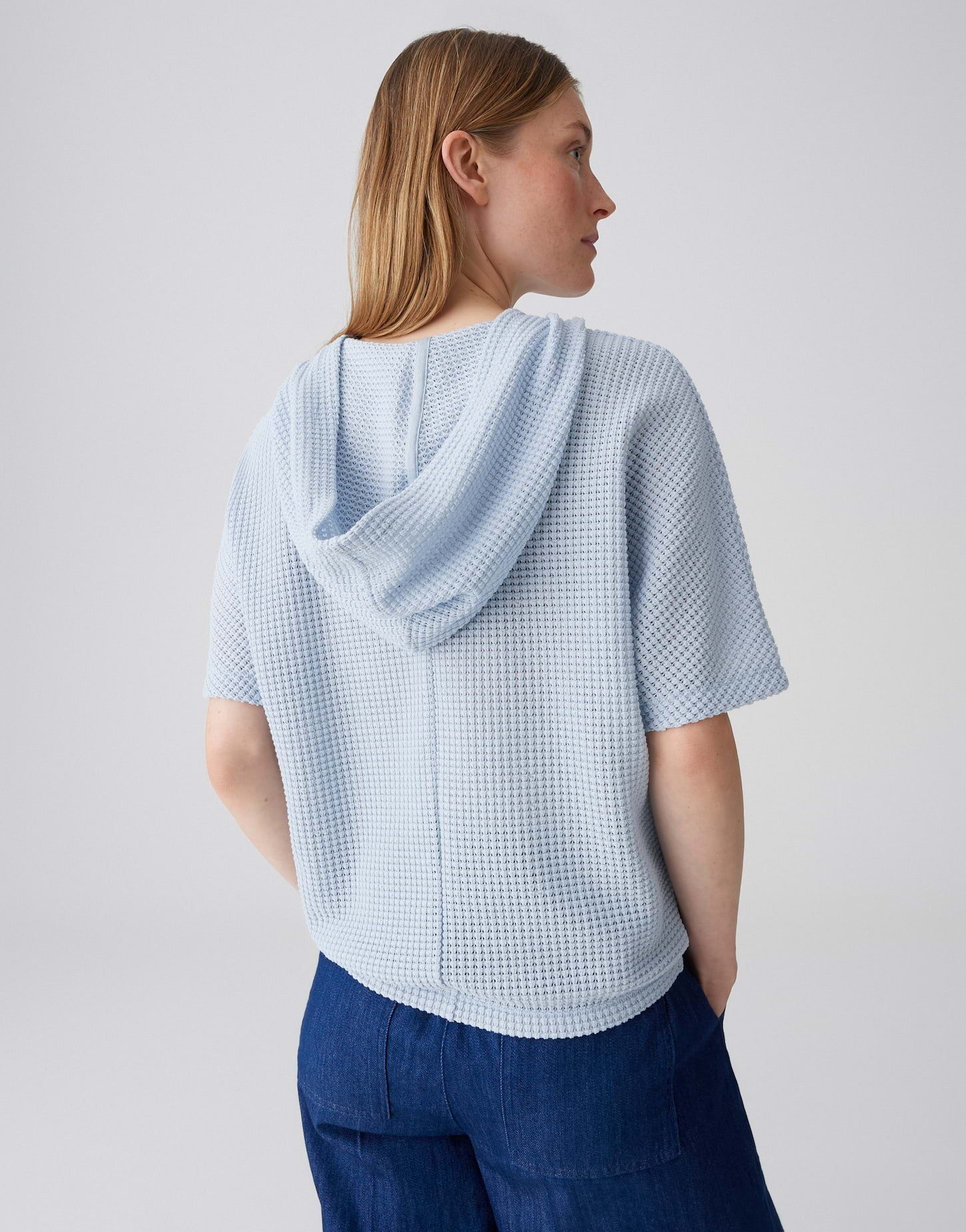OPUS Hoodie Sweatshirt aus Sweatware mit Lochmuster Schmale Passform, elastischer Saum für Komfort