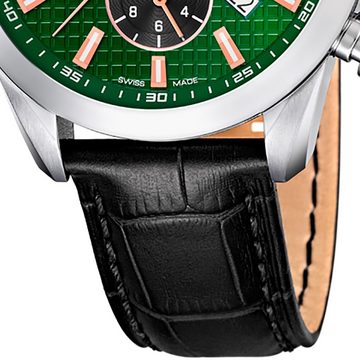 Jaguar Chronograph »Jaguar Herren Armbanduhr ACM«, (Armbanduhr), Herrenuhr rund, groß (ca. 43mm), Edelstahl, Lederarmband, Sport-Style