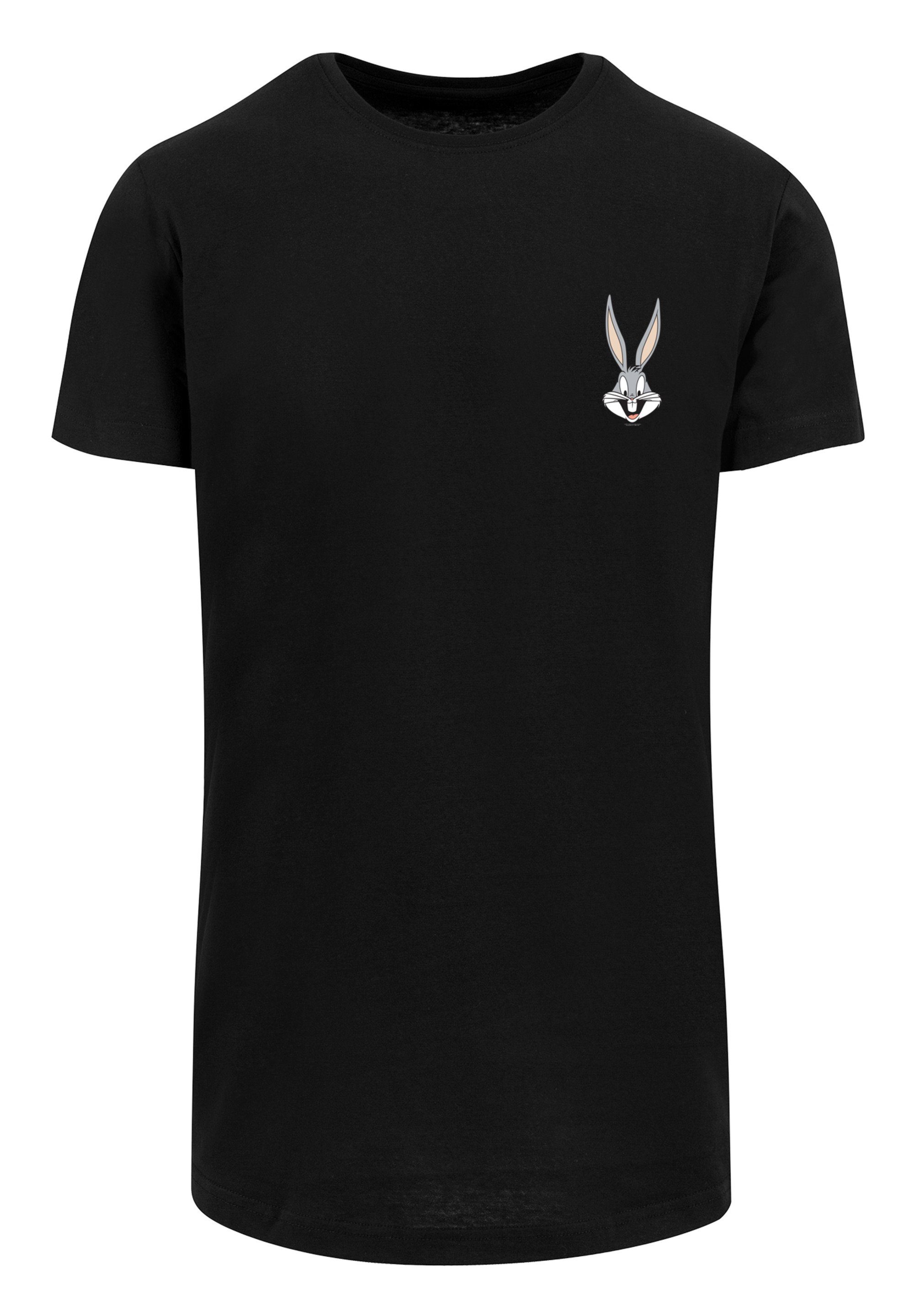 (1-tlg) Breast Kurzarmshirt Tunes Bugs Tee Looney Long Print with Herren Bunny Shaped black F4NT4STIC