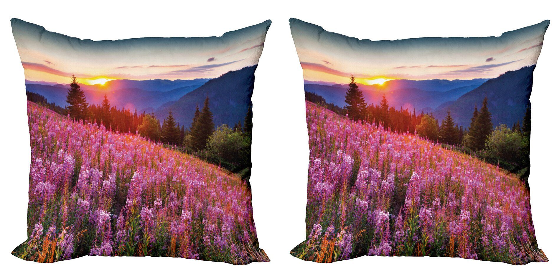 Kissenbezüge Modern Accent Mountains Doppelseitiger Abakuhaus (2 Spring Floral Land Digitaldruck, Stück)