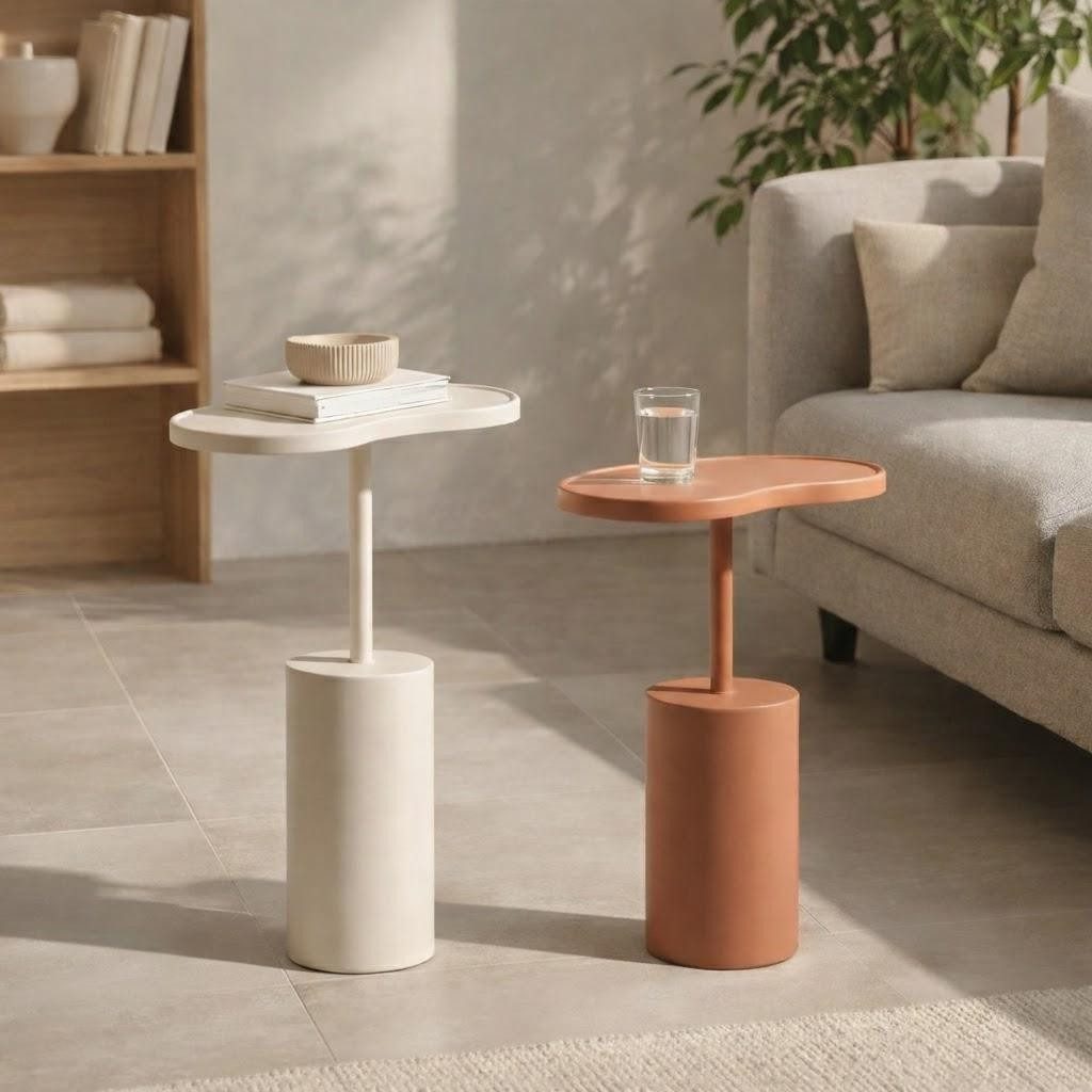 Xlmoebel Beistelltisch Set aus 2 modernen Beistelltischen in Rosa und Weiß für (2er Set, 2er Set), Made in Europa
