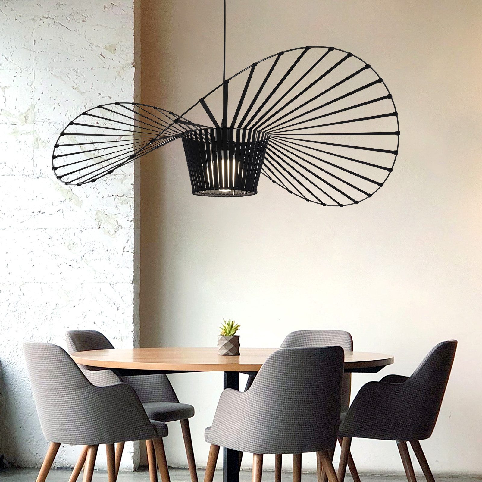 ZMH LED Pendelleuchte Modern - Schwarz E27 für Esszimmer 60/80/100/120/140cm, ohne Leuchtmittel, Max 40W E27