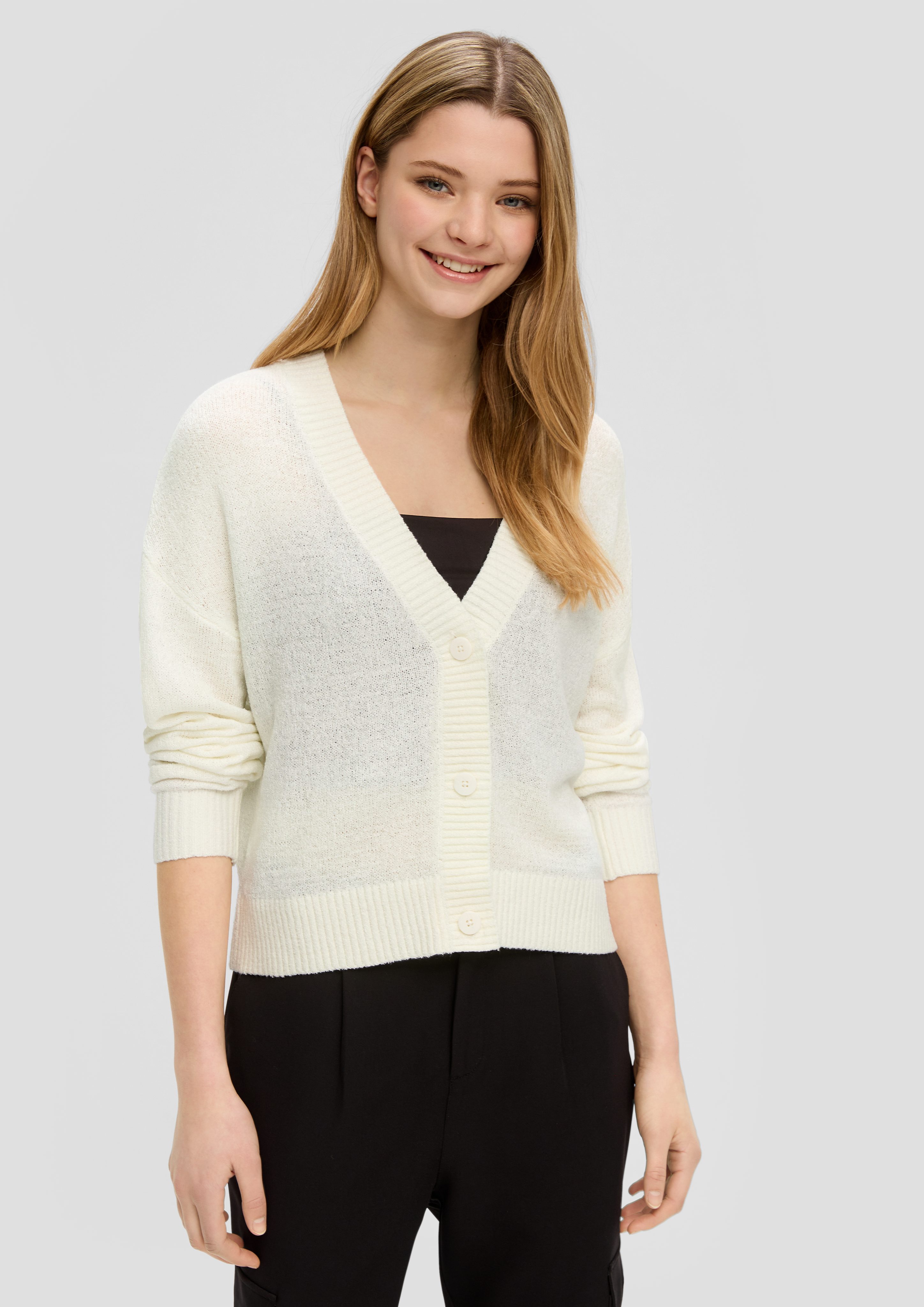 Funktionsjacke Verkürzte Strickjacke mit Knöpfen