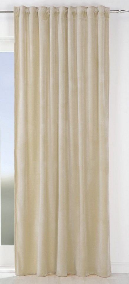 Vorhang Verdeckter Schlaufenschal MAGNUM, 135 x 245 cm, Gözze, verdeckte  Schlaufen, halbtransparent, Creme, Samt, mit einer Größe von 135 x 245 cm