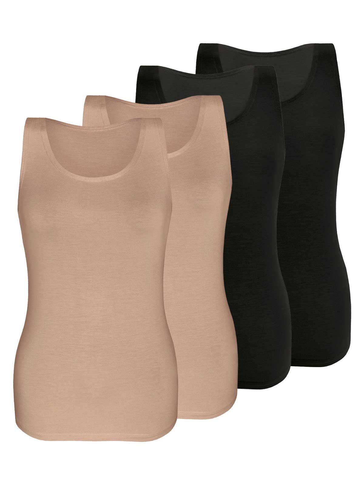 - Sassa Top 4-St) 2xBeige 2xBlack Achselhemd 4er (Spar-Set, SKIN LOVELY Sparpack