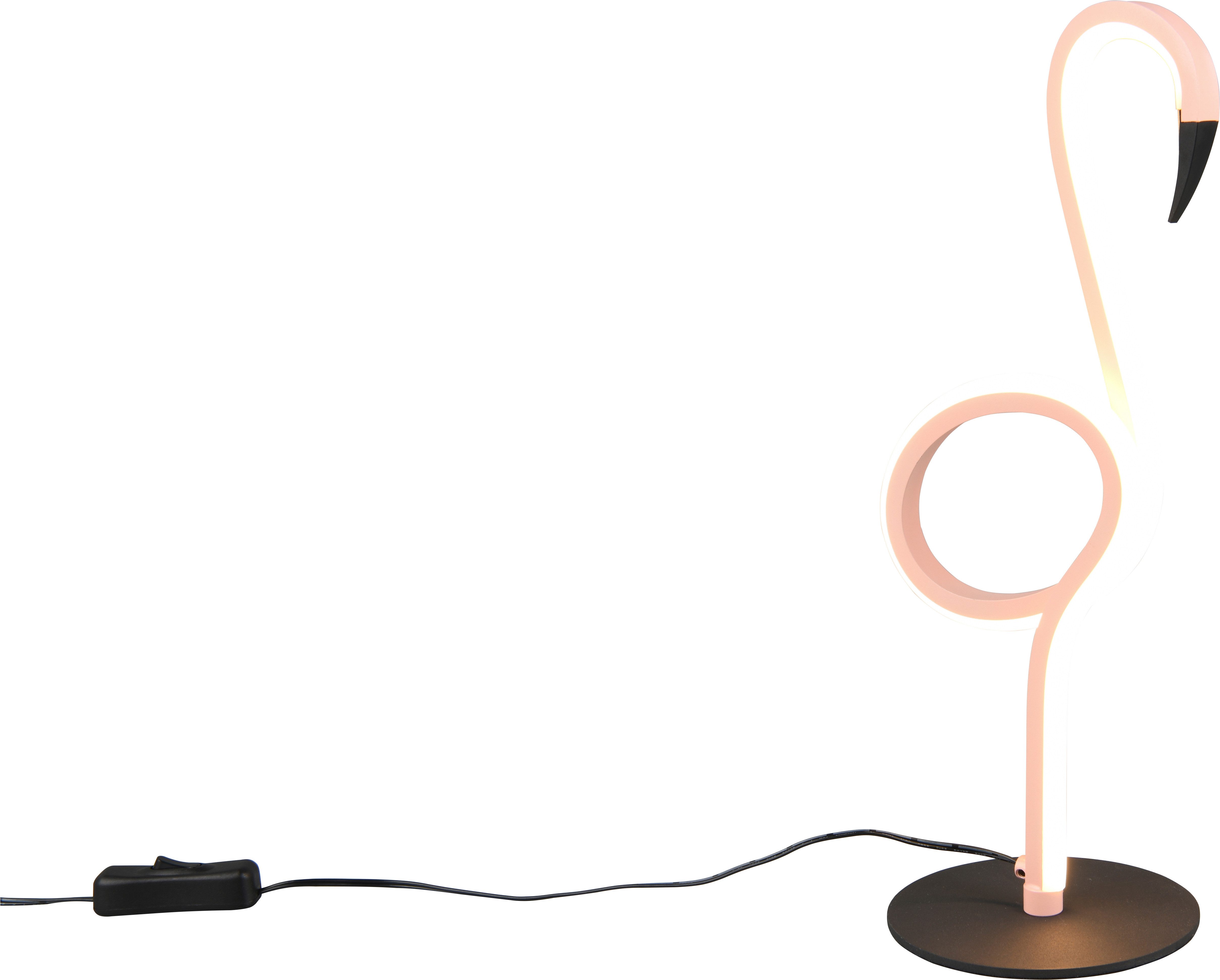 Reality Leuchten LED Tischleuchte INGO, LED Tischlampe in Flamingo Form, 6W 550 Lumen 300K warmweiß, Ein-/Ausschalter, LED fest integriert, Warmweiß, Flamingo Lampe mit Schnurschalter, Höhe 35 cm Ø 12 cm Tiefe 14,5 cm