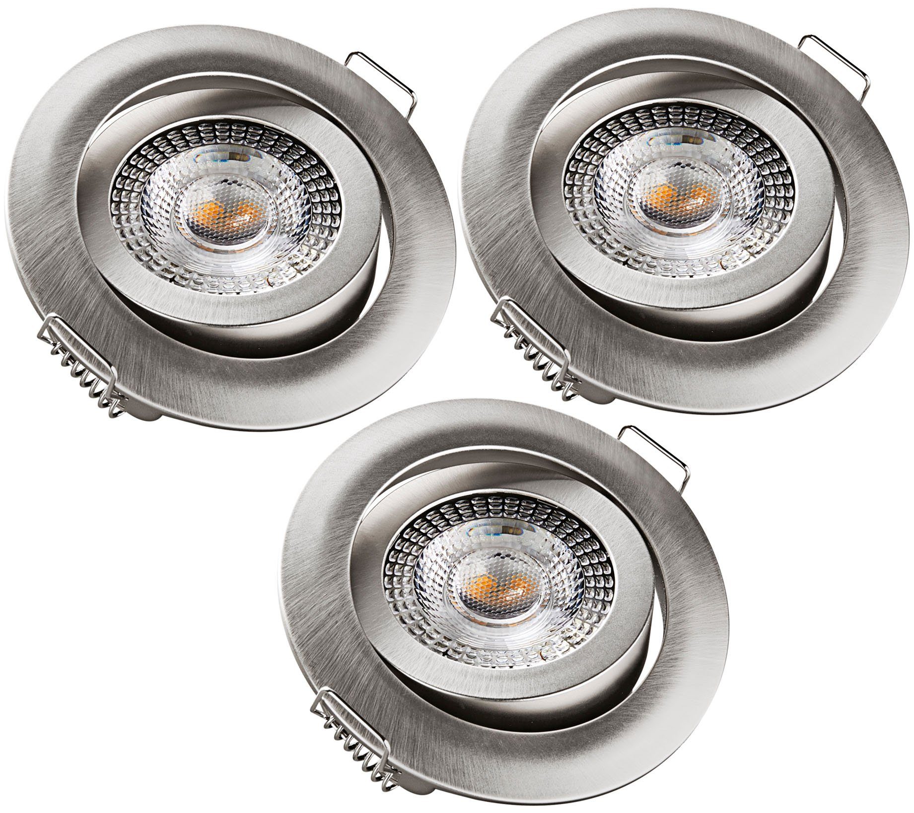 LED fest Einbaustrahler schwenkbar HEITRONIC Warmweiß, DL7202, Downlight, LED integriert, Dimmfunktion, Einbauleuchte,