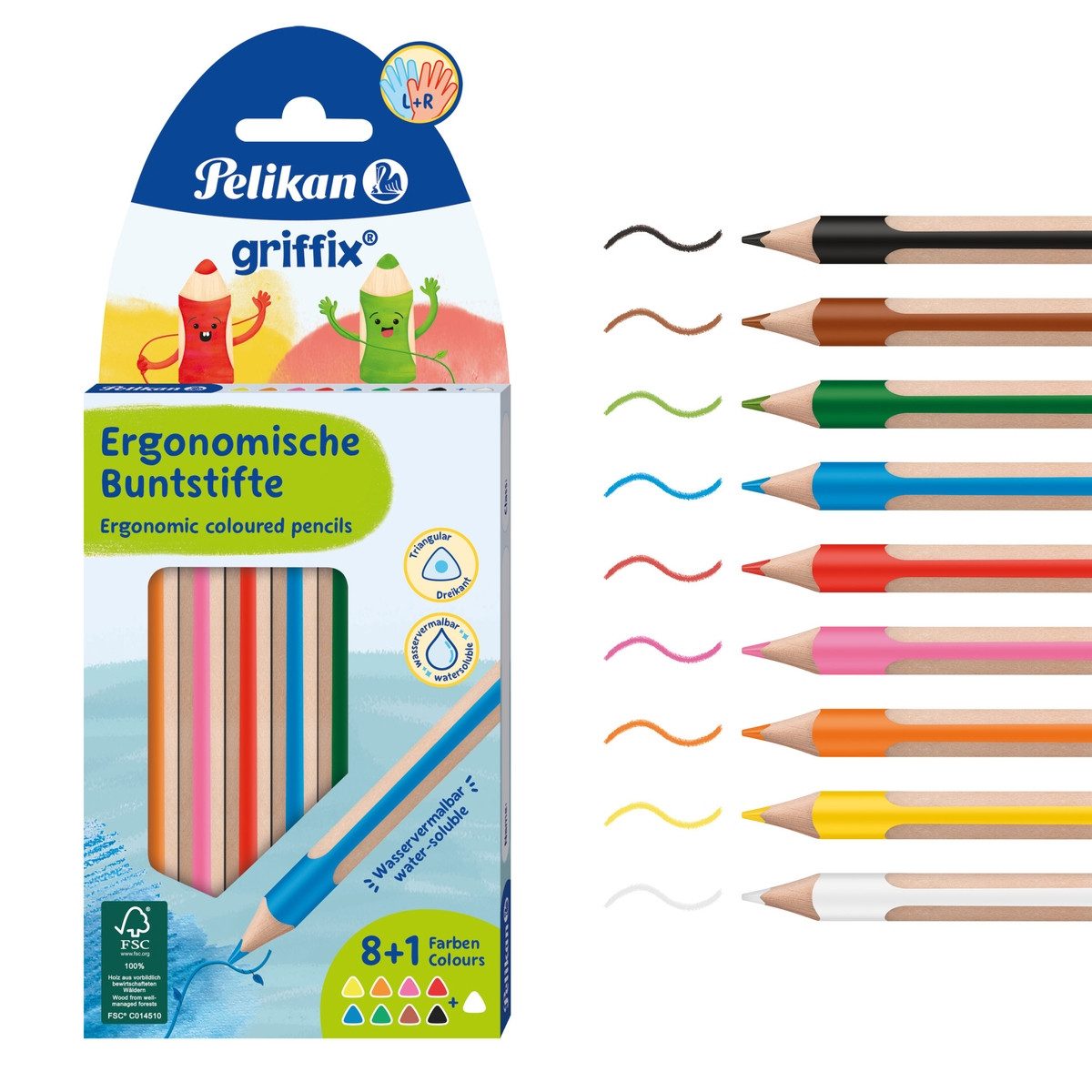 Pelikan Buntstift Pelikan Buntstifte griffix dreikant 8+1 Stück Faltschachtel