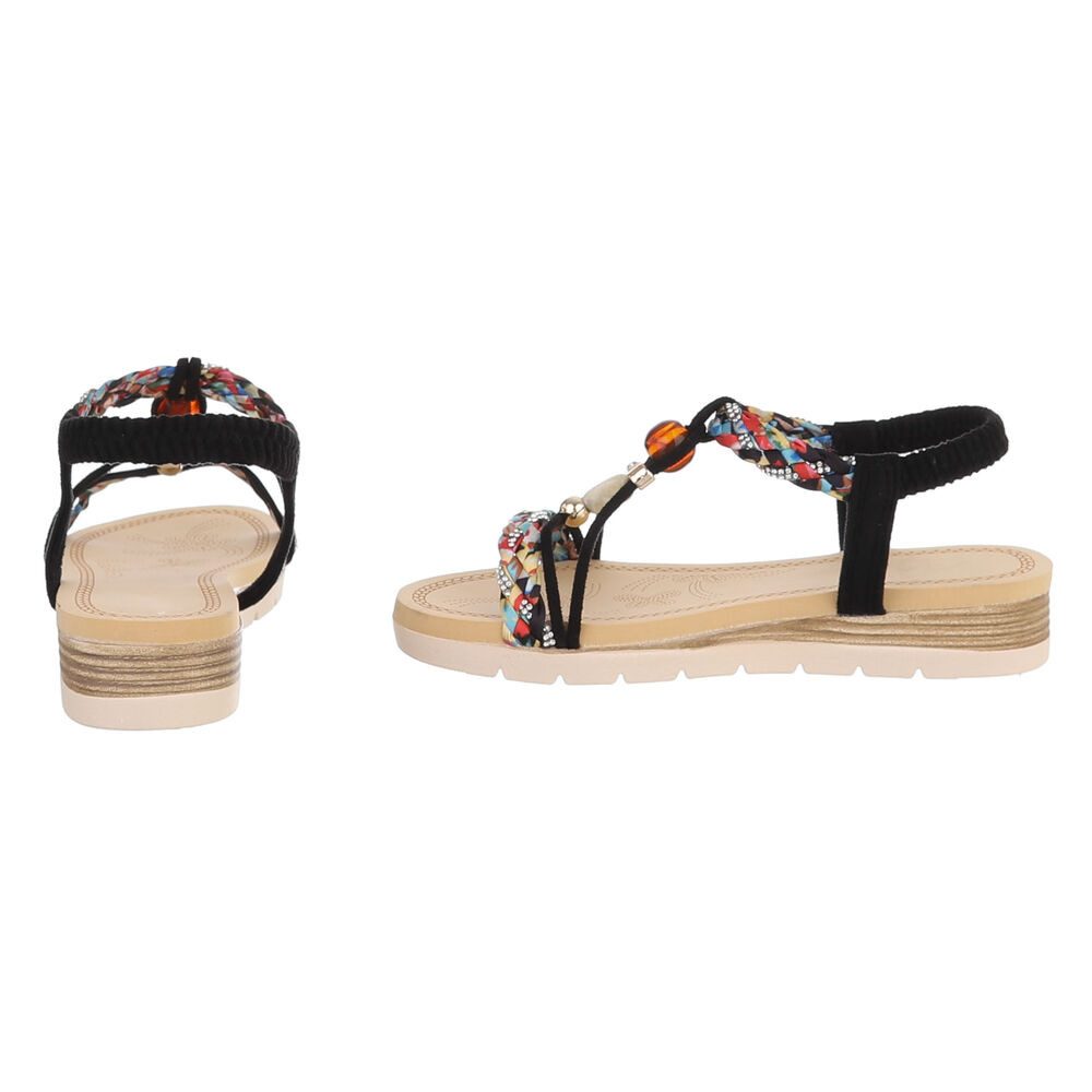 Ital-Design Damen Sandale mit Schmuckdetails und Riemendesign Riemchensandalette (91971197) Keilabsatz/Wedge Keilsandaletten in Schwarz – Bild 5 von 5