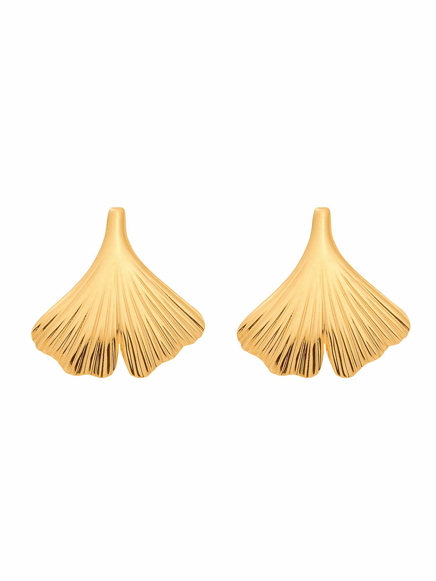Adelia´s Paar Ohrhänger 1 Paar 585 Gold Ohrringe / Ohrstecker Ginkoblatt, 585 Gold Goldschmuck für Damen