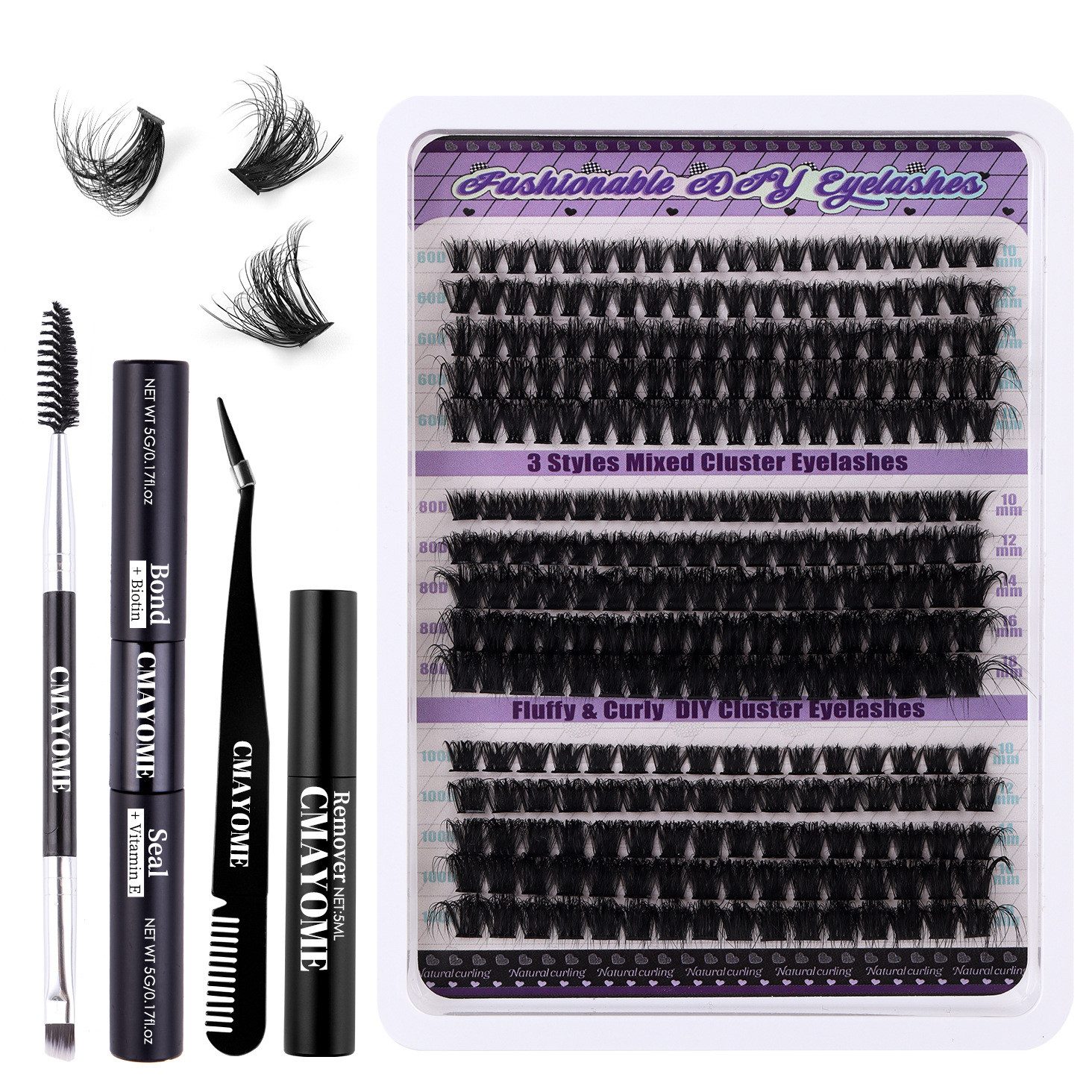 MOPUEA Einzelwimpern Wimpernverlängerungsset Cluster Wimpern Einzelset 270/300-teiliges, Cluster-Wimpern-Set, 270 tlg., Ideal für Anfänger und Make-up Liebhaber