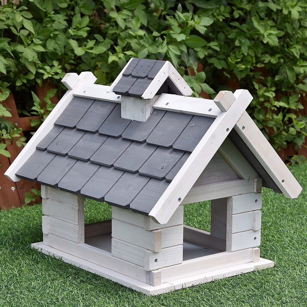 Melko Vogelhaus Vogelfutterhaus Vogelvilla Vogelhaus Holz mit Dach Vogelhäuschen, Futterschutz