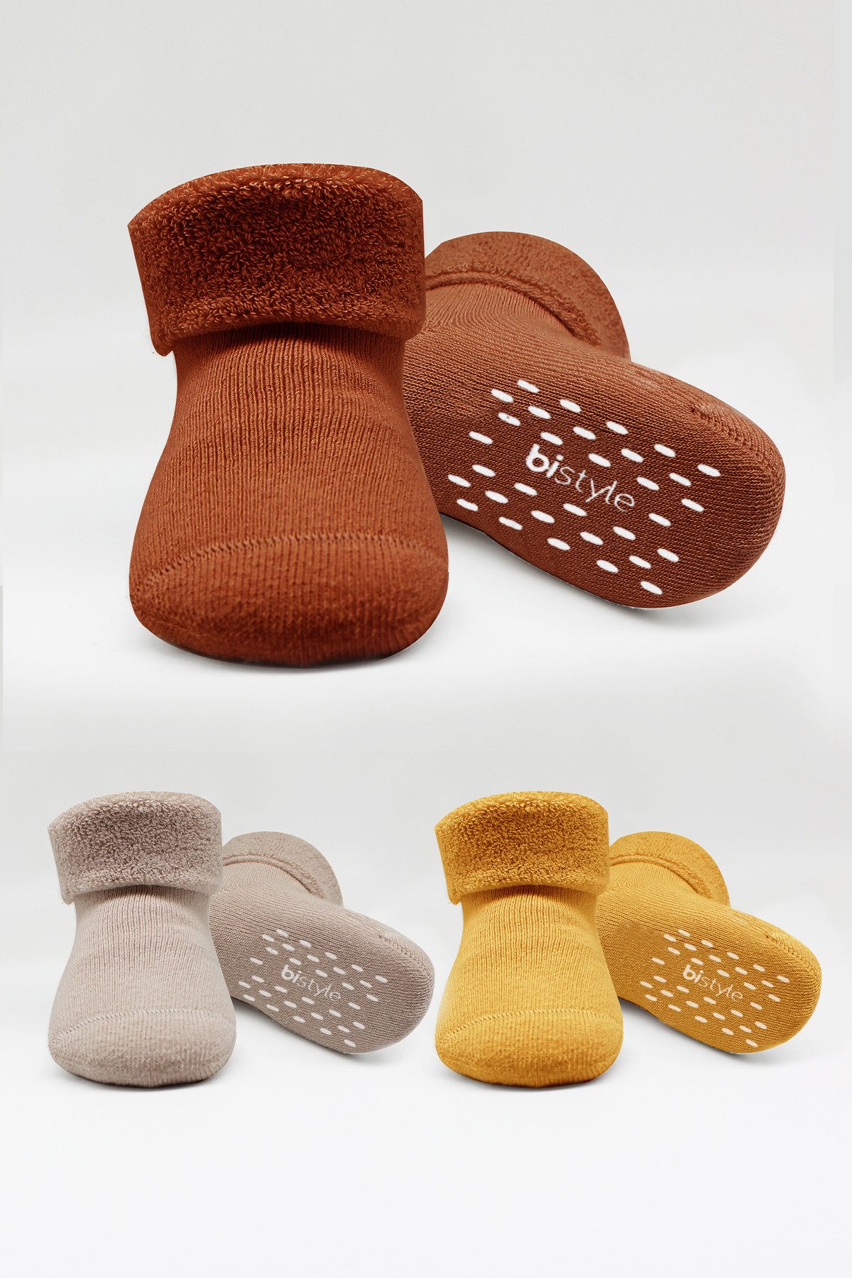 bistyle Kurzsocken (3er Pack), Frottee-Innen ABS für Babys Jungen Mädchen Babysocken (Set, 3-Paar, 3er-Pack) Anti-Rutsch, Plüsch, GOTS zertifiziert 0-36 Monate