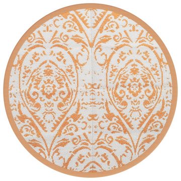 Teppich Outdoor-Teppich Orange und Weiß Ø200 cm Kunststoff Polypropylen, vidaXL, Höhe: 0 mm