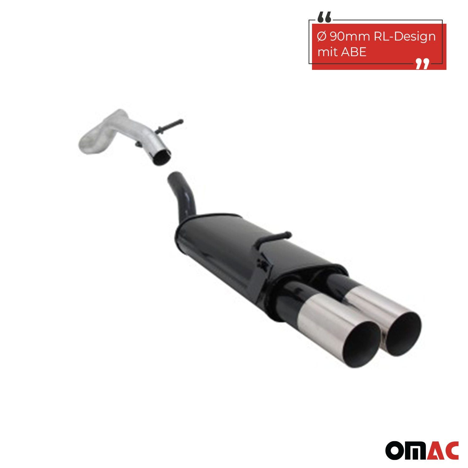 OMAC Auspuff-Flexrohr Novus Sportauspuff für Audi A3 Seat Leon VW Golf 4 New Beetle 2x90 ABE, (1-tlg), Leicht austauschbar - Doppelter Ausgang