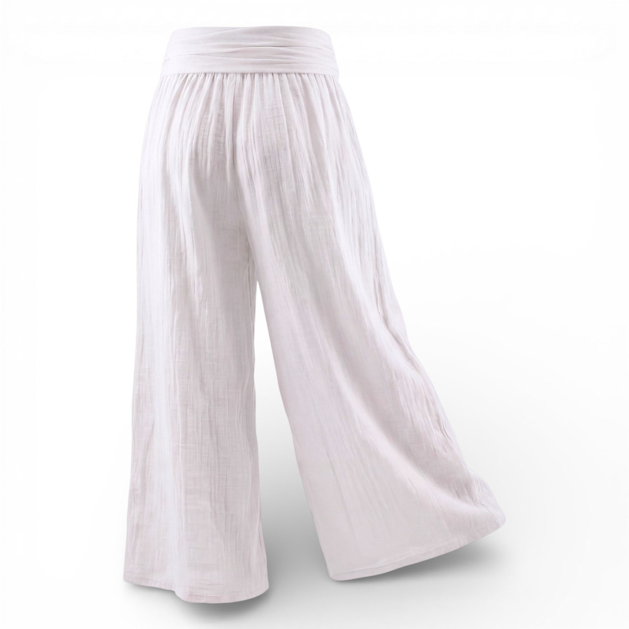 OriginalYou Haremshose Damen Flatterhose Baumwolle Sommerhose Leinen Optik Culotte Volant Middle Waist