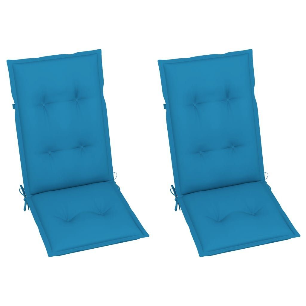 St) (2 vidaXL Massivholz Stk. Gartenstuhl Teak Auflagen Gartenstühle Blauen mit 2