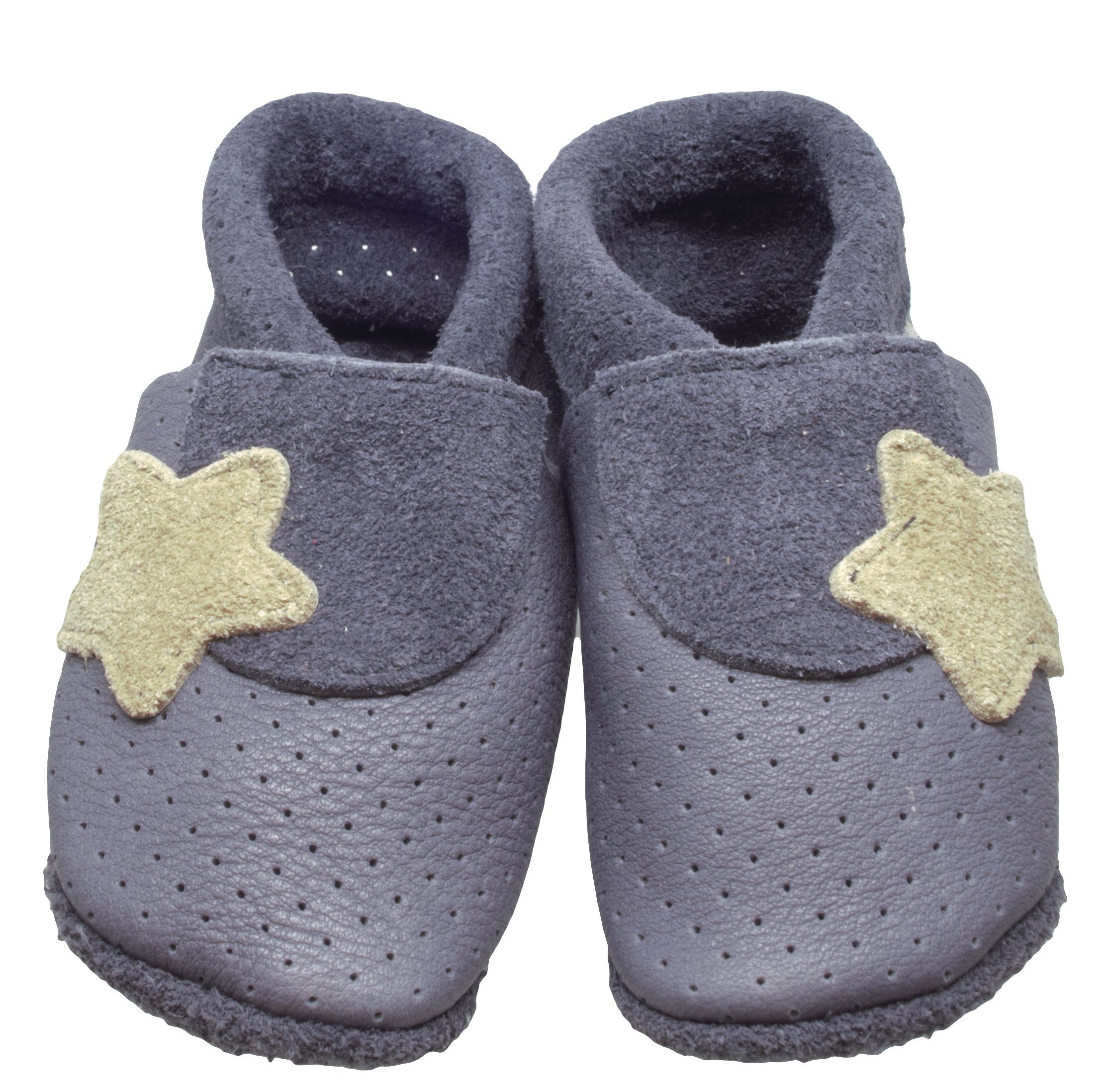 Pantolinos Пинетки  Pantolinos Sommer Flair Hausschuhe Ökoleder Grau Krabbelschuh