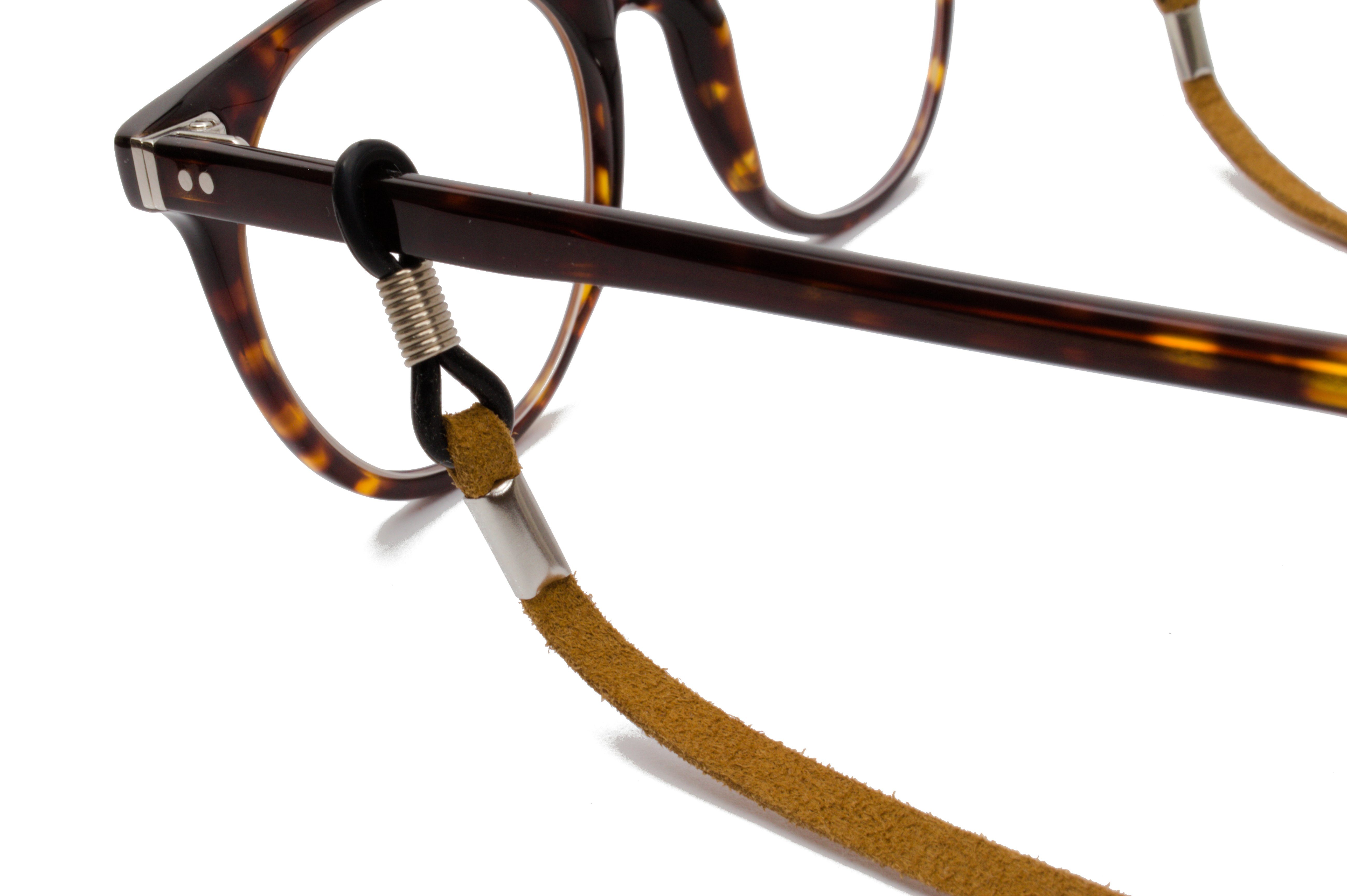 Halterungen GERNEO PU 1x-Hellbraun für & Lesebrillen – Brillenband - Brillenkordel silber GERNEO® hochwertiges Valencia Brillenband Sonnenbrillen – Wildlederoptik,