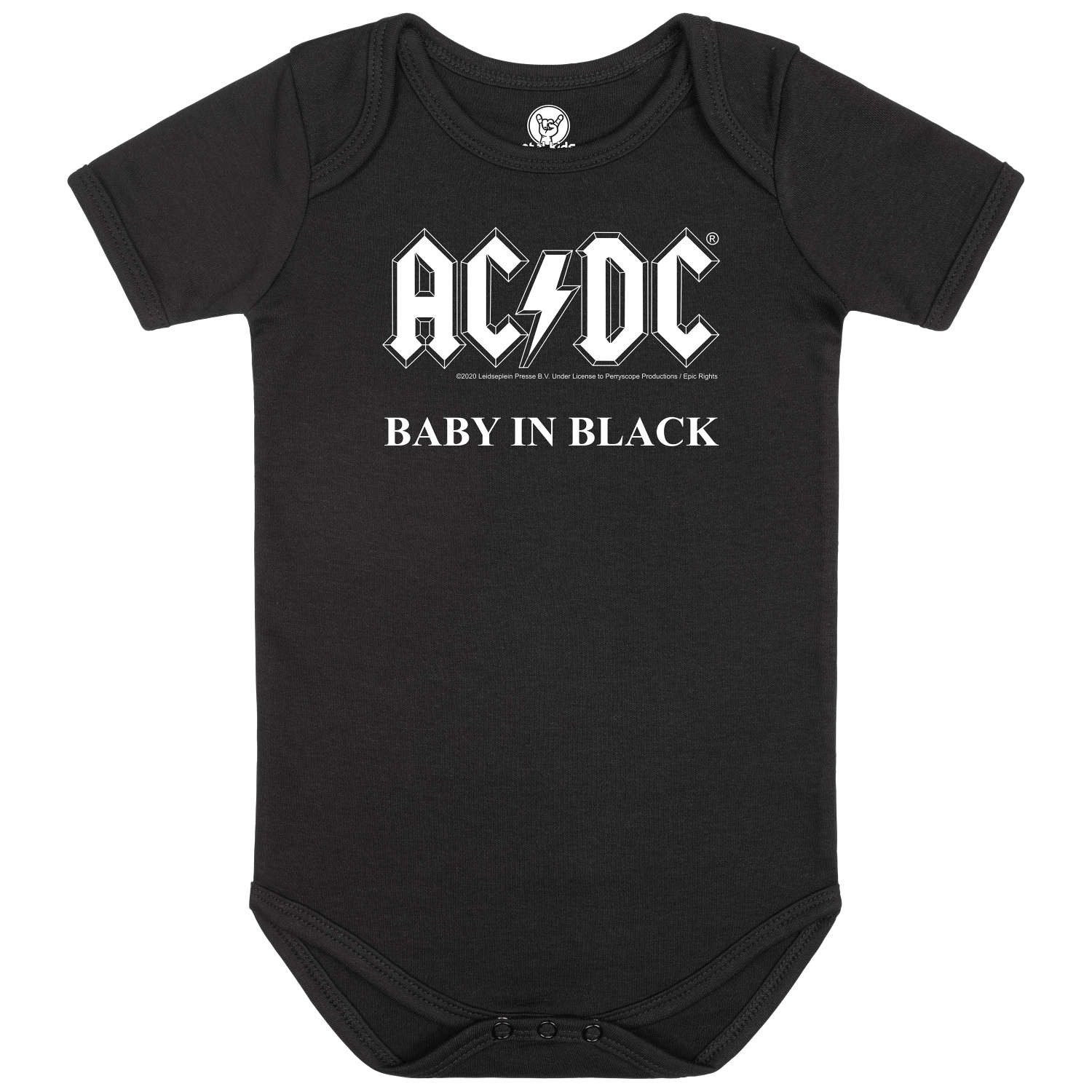 Kurzarmbody mit AC/DC (Baby In Black) Druck für Babys