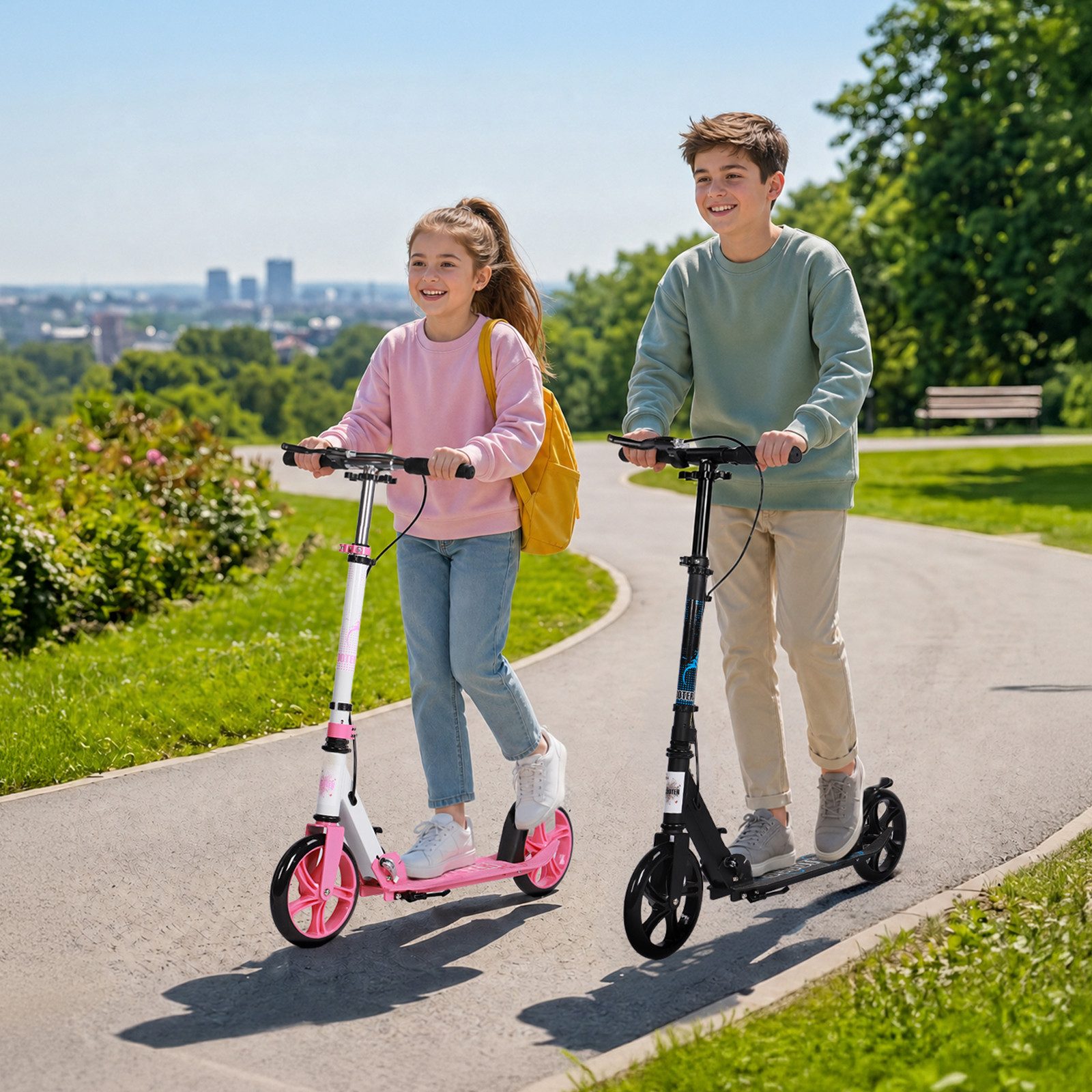 H.yeed Tretroller Kick Scooter für Kinder, Jugendliche und Erwachsene, Höhenverstellbarer Cityroller für Jungen und Mädchen 8+ – Bild 2 von 5