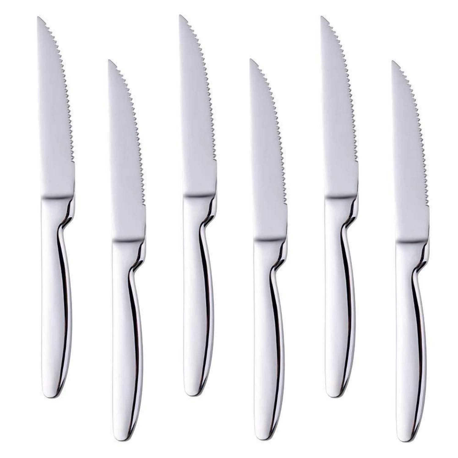 LuxusKollektion Steakmesser Steakmesser Set Edelstahl 6-teilig 22cm Silber