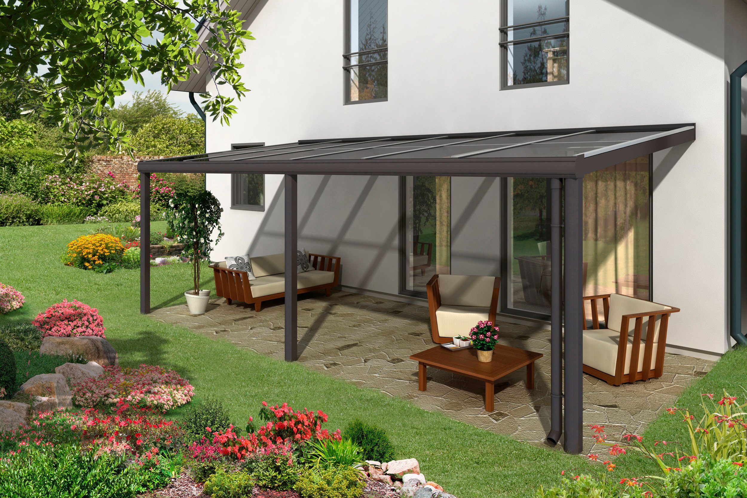 Skanholz Terrassendach Monza, BxT: 648x257