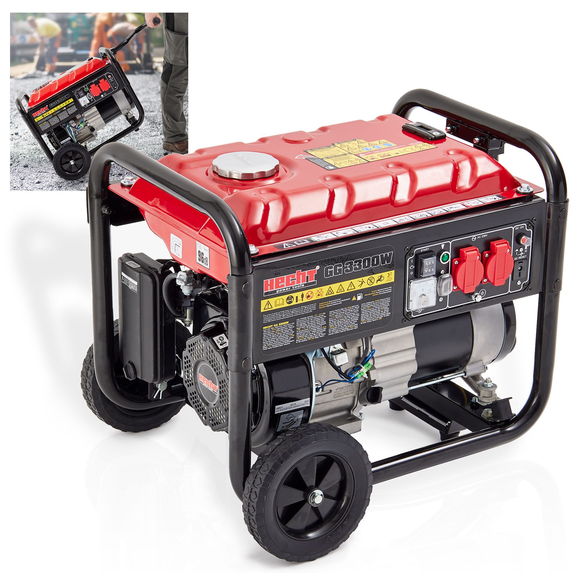 Hecht Stromerzeuger Notstromaggregat Benzin GG 3300W, 3,30 in kW, 7 PS - 5,2 kW - 15 Liter