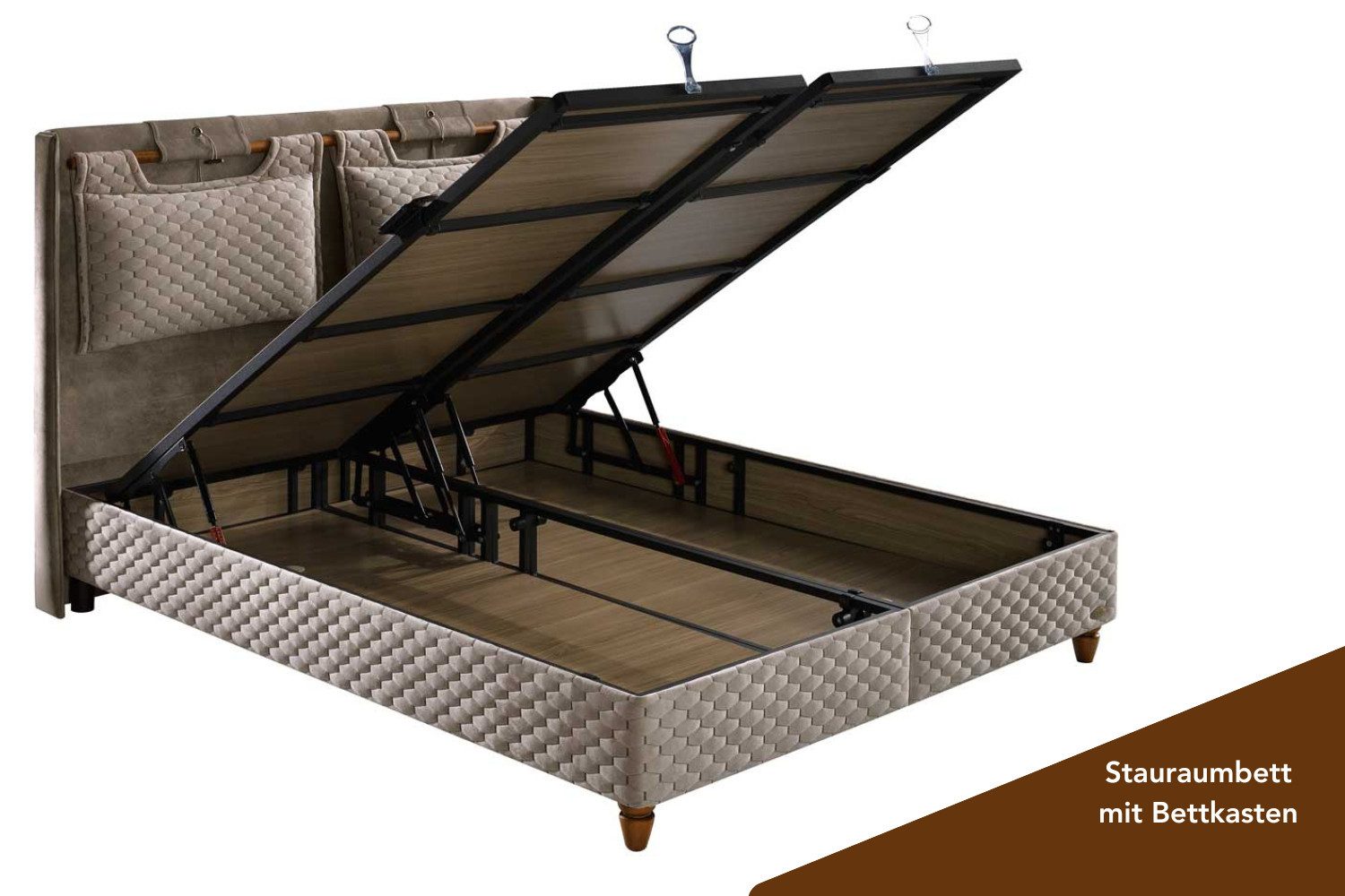 BAMBI YATAK Boxspringbett mit Bettkasten, Bambi Magnasand, Bett 180x200 160x200 140x200 120x200 (Schlafzimmerbett, Matratze mit Topper, 1 x H3 Mittelfest Matratze, 2 x Bettkasten, 1 x Bettkopfteil), Stauraum, Taschenfederkern, Matratzenhöhe: 33 cm, Optionale Nachttisch