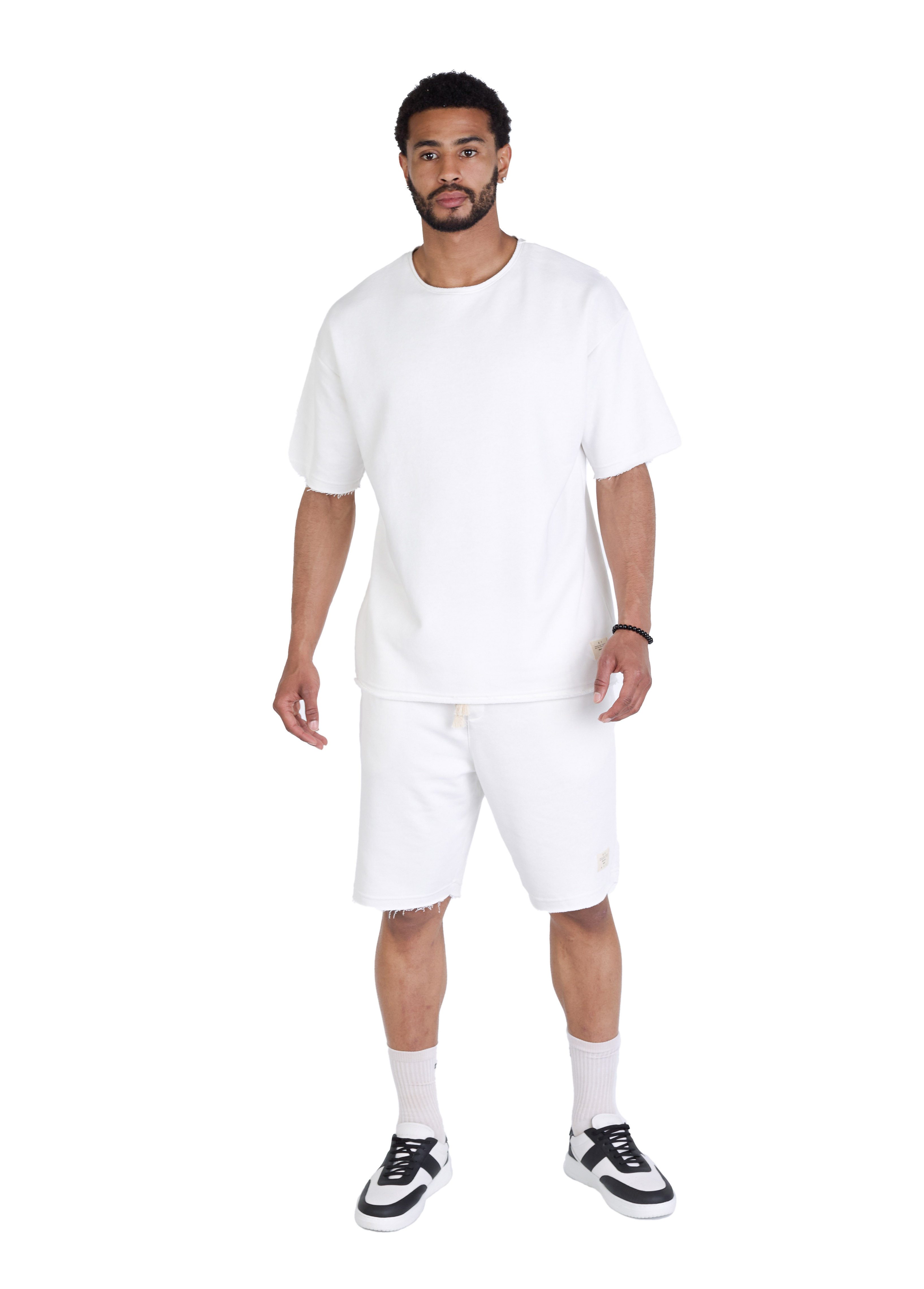 Denim Distriqt Trainingsanzug 2 Teiler Freizeitanzug Shorts mit T-Shirt Wei günstig online kaufen