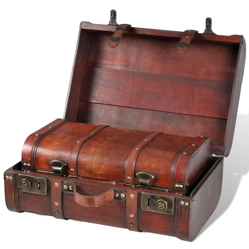 vidaXL Truhe Dekokoffer aus Holz 2 Stk Retro-Stil Braun