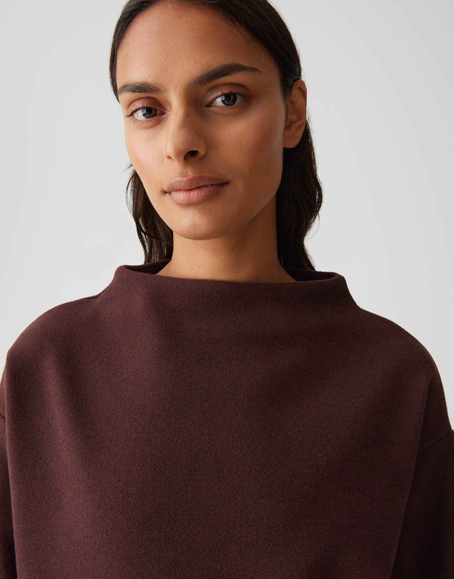 OPUS Sweatshirt GRUGER aus recyceltem Polyester überschnittene Schulter mit Langarm, weite Passform, Funnel Neck
