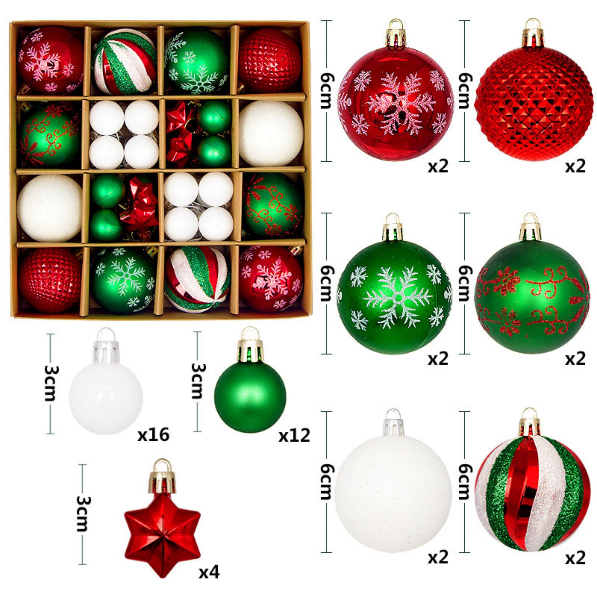 Bomiclss Weihnachtsbaumkugel 44 Stücke Weihnachtskugeln Kunststoff Christbaumkugeln – Bild 2 von 5