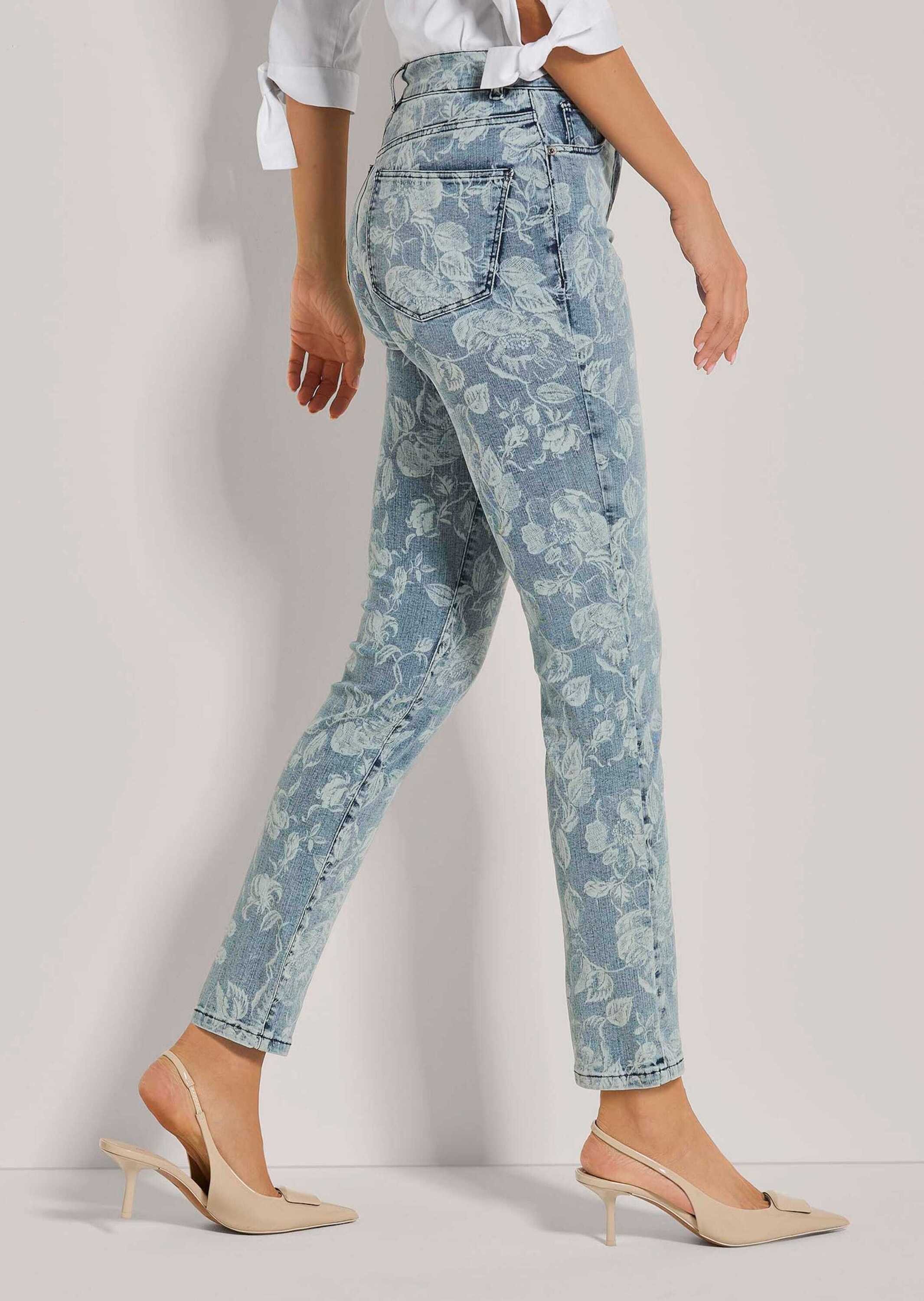 MADELEINE Gerade Jeans Schlanke Five-Pocket mit Unikat-Print