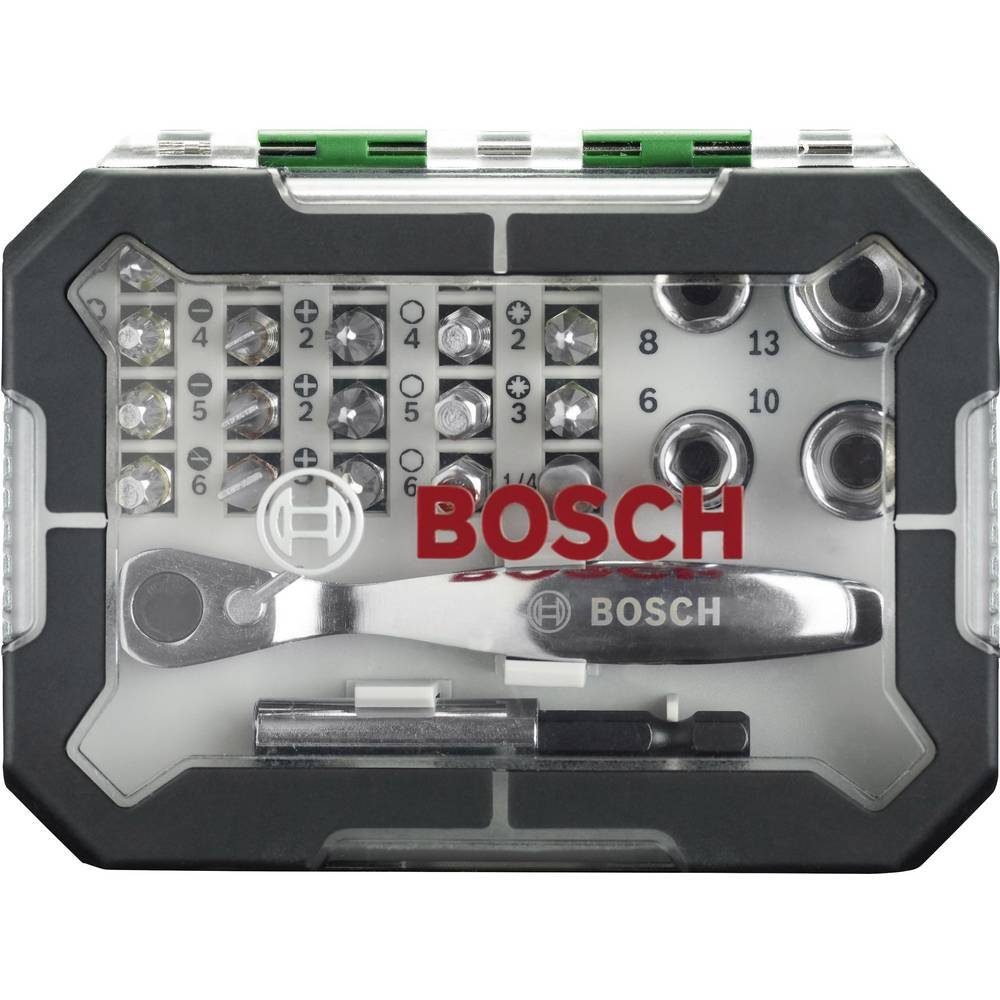 BOSCH Bit-Set Bosch Prom 27tlg. Schrauberbit mit Ratsche 2607017392, inkl. Ratsche