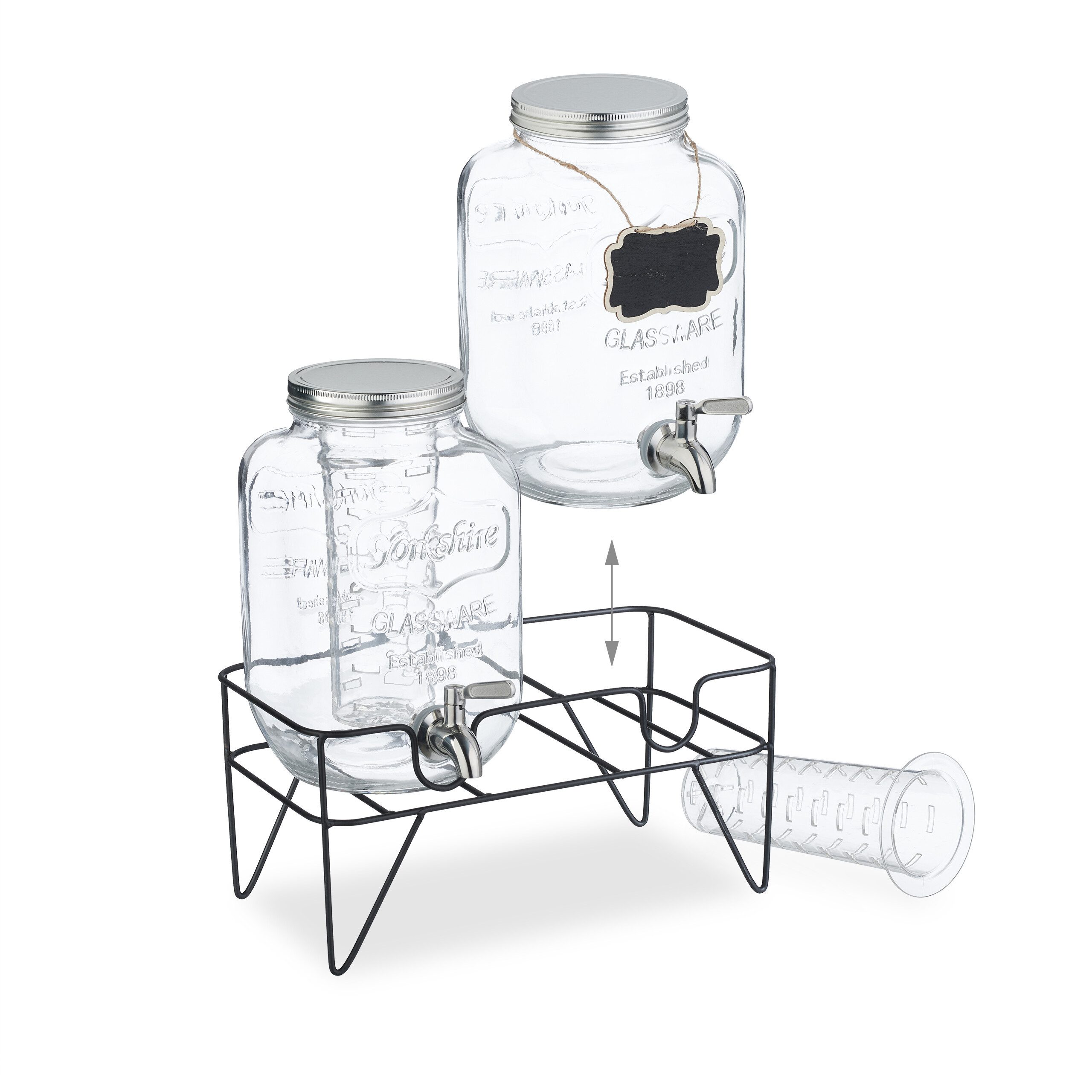 relaxdays Getränkespender 2er Set Getränkespender 4L mit Ständer