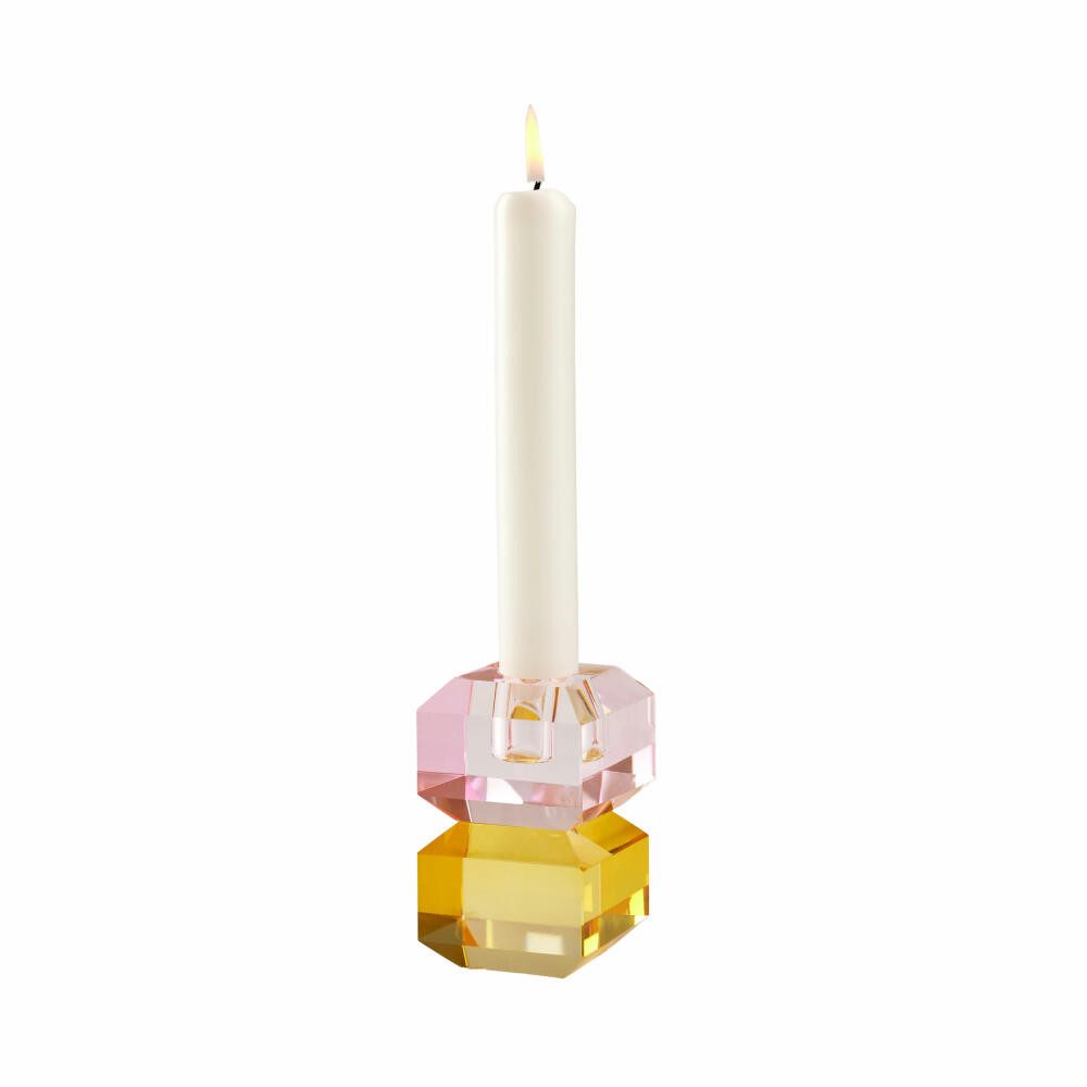 Giftcompany Kerzenhalter Sari Eckig, Rosa, Gelb, H 9 cm